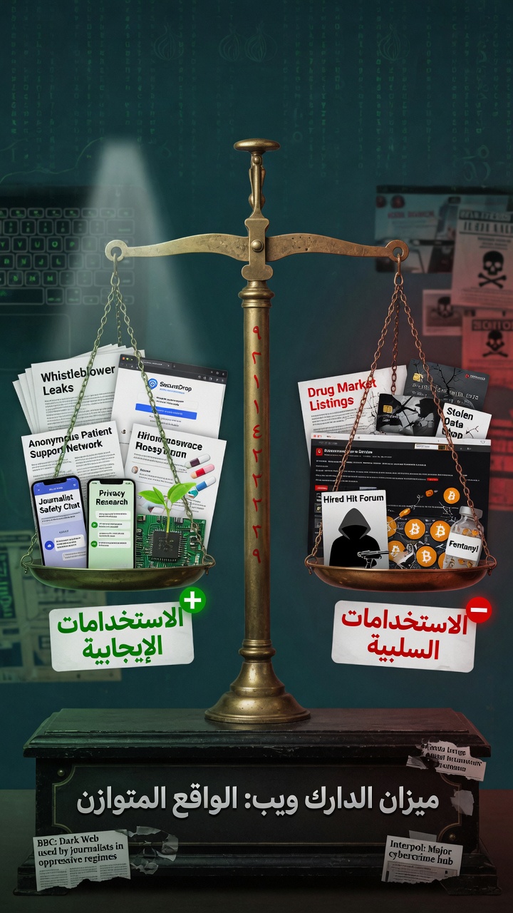 الاستخدامات الإيجابية والسلبية للـ Dark Web — صورة متوازنة