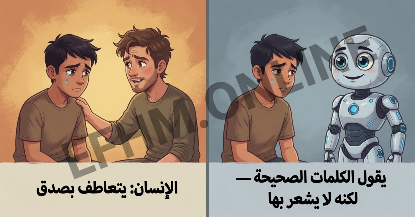 مقارنة بين التعاطف البشري الحقيقي والاستجابة الآلية للذكاء الاصطناعي التي تخلو من الفهم العاطفي العميق
