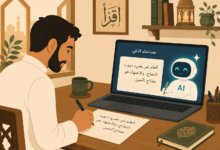 Studying with AI assistance in a cozy room
