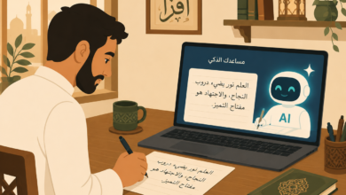 Studying with AI assistance in a cozy room