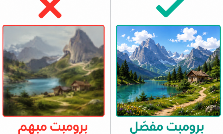 مقارنة البرومبت المماثلة والصحيحة
